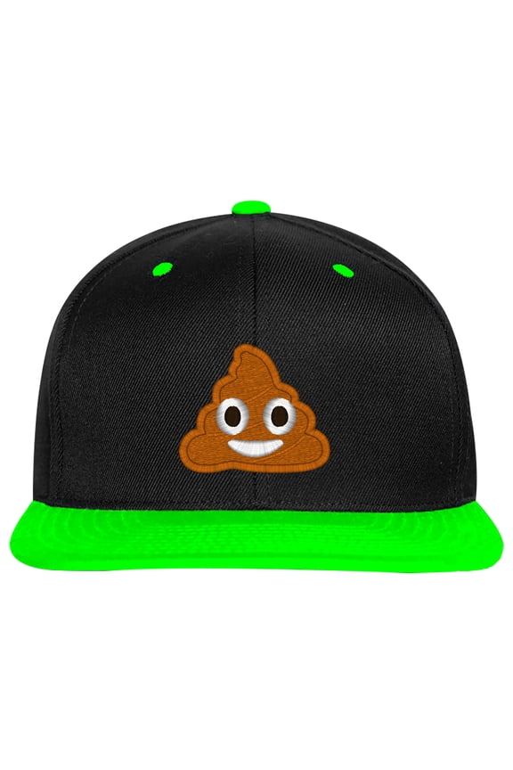 Embroidered POOP Face Text Image Logo-EM-0035-Black-Green