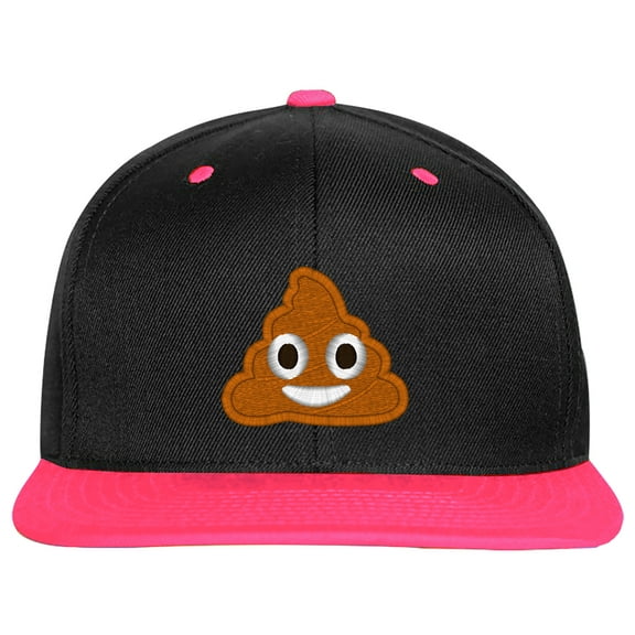 Embroidered POOP Face Text Image Logo-EM-0035-Black-Pink