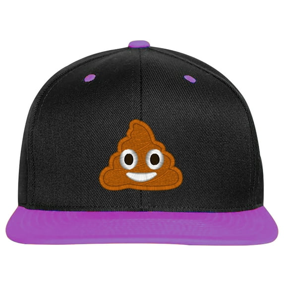Embroidered POOP Face Text Image Logo-EM-0035-Black-Purple