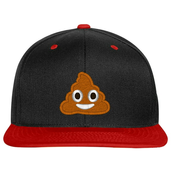 Embroidered POOP Face Text Image Logo-EM-0035-Black-Red