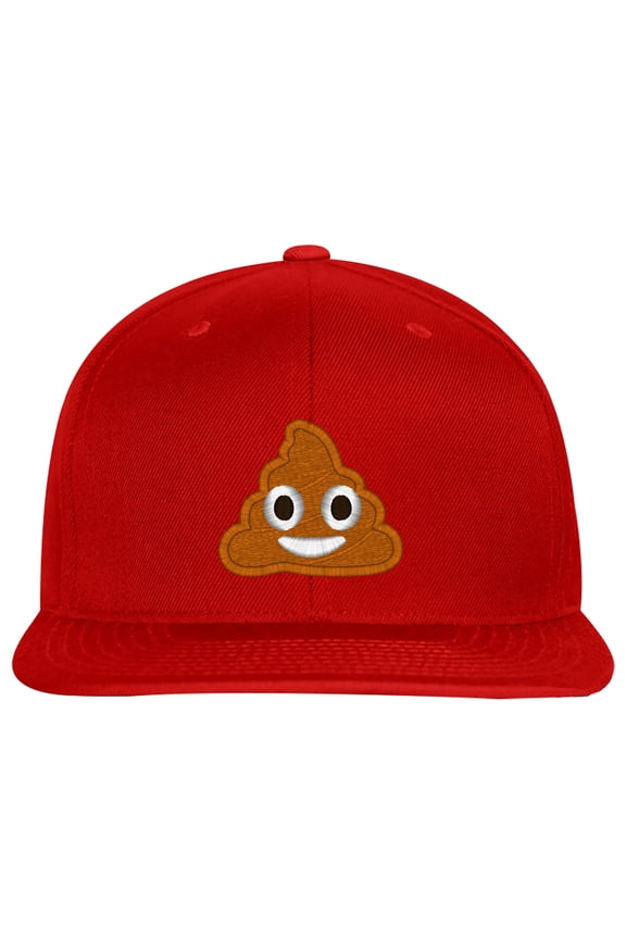 Embroidered POOP Face Text Image Logo-EM-0035-Red