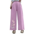 thumbnail image 1 of Embroidered Palazzo Pants for Women Dressy Summer High Waisted Wide Leg Linen Trousers, Elastic Waist Loose Lounge Casual with Pockets Floral Retro, 1 of 6