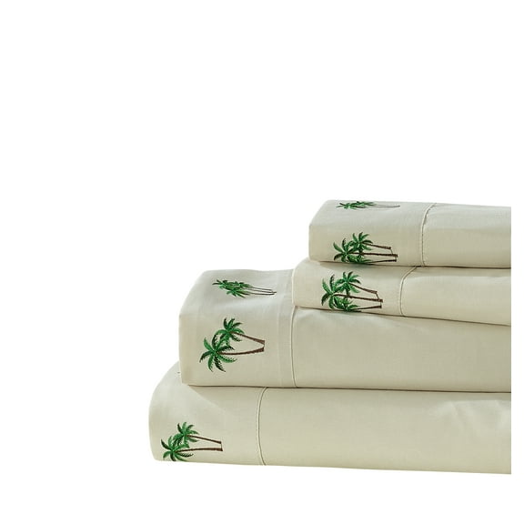 Embroidered Palm Tree Grove Sheet Set Twin