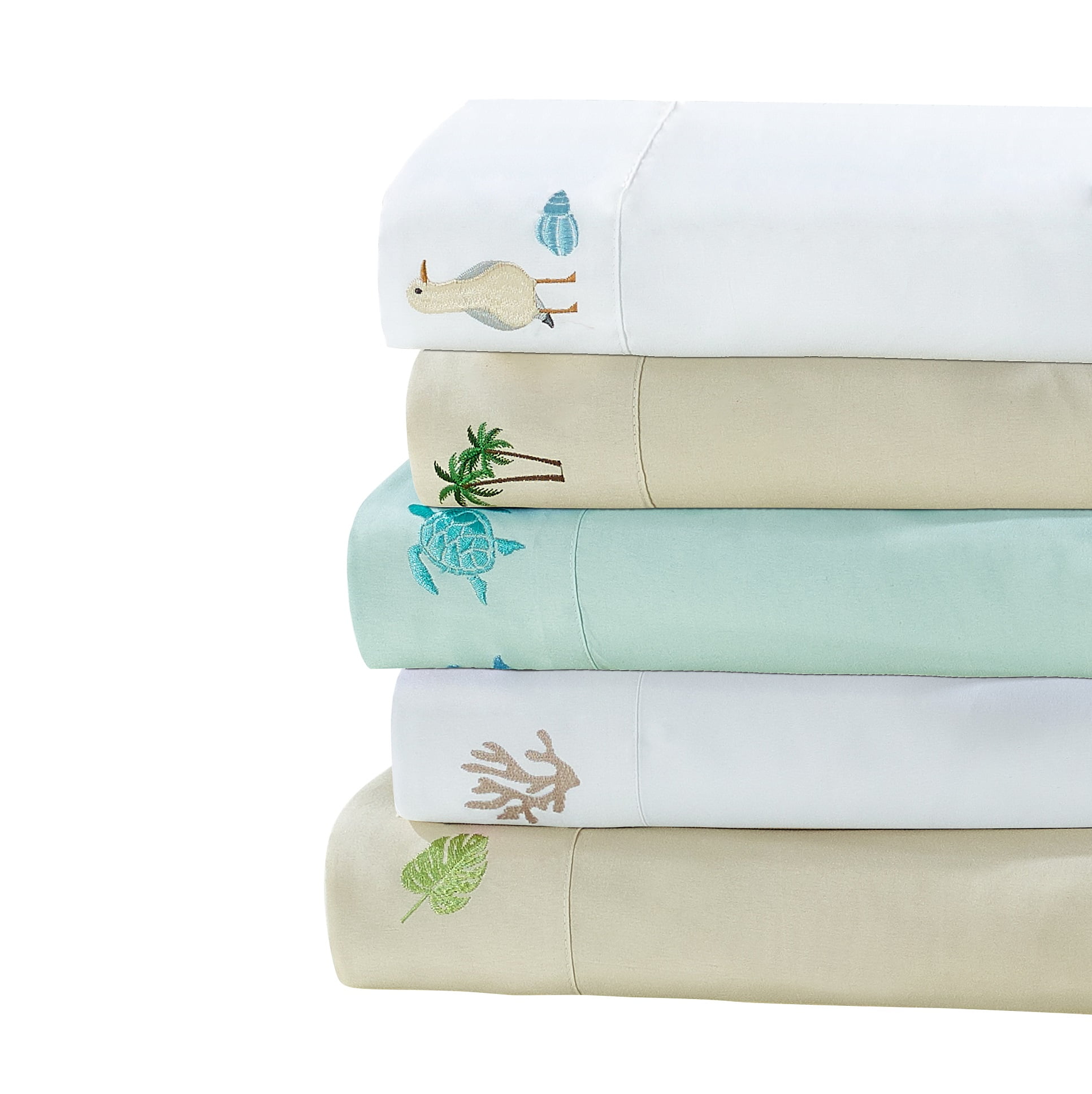 Embroidered Palm tree grove sheet set king