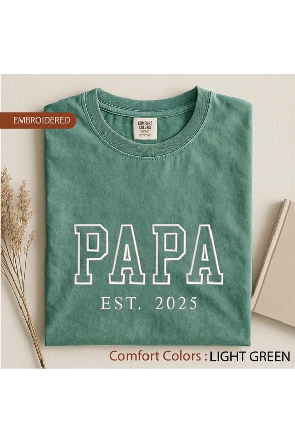 Embroidered Papa shirt, Grandpa Shirt With Date, Daddy Est Year Shirt, Gift For New Dad, Father's Day Gift