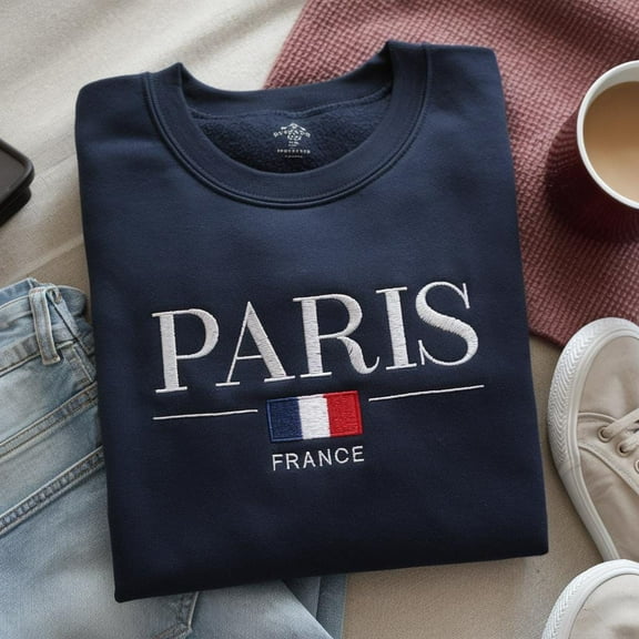 Embroidered Paris France Sweatshirt, Paris Hoodie, Paris Lover Gift, Souvenir Sweater, French Gift, Paris Trip Sweatshirt, Paris Vacation