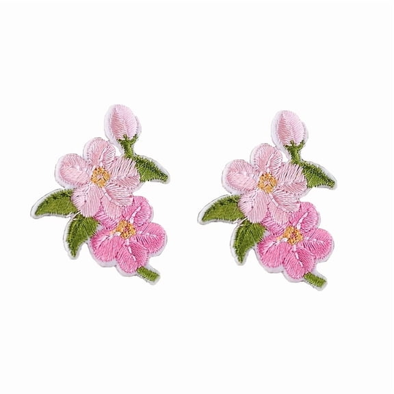 Embroidered Patch for Apparel, Suitable for Jackets, T-Shirts, Bags, And Hats, Featuring a Cherry Blossom Design That Can Be Ironed Or Sewn on