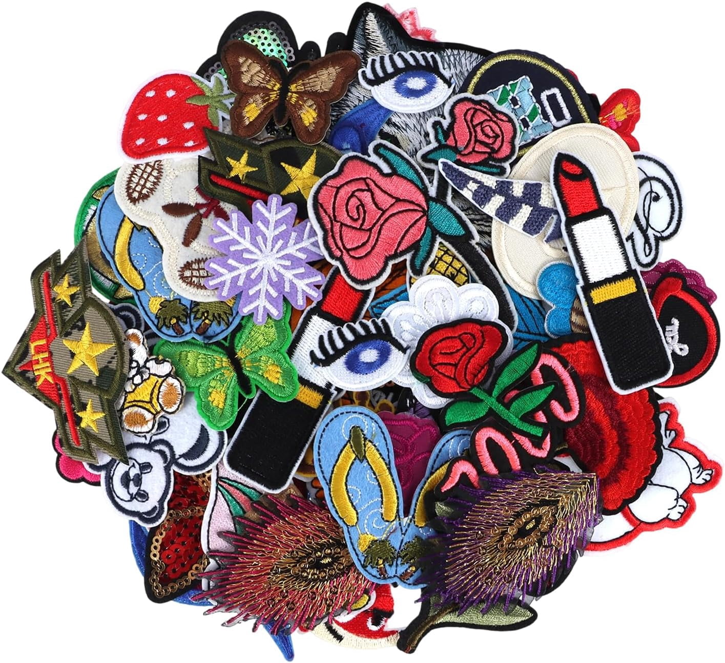 Embroidered Patches 30-Piece Assortment, Sew On And Iron On Applique For Clothing, Jacket, Bag, Jeans And Hat Decor