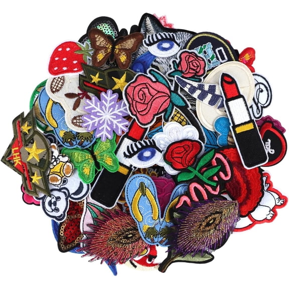 Embroidered Patches 30-Piece Assortment, Sew On And Iron On Applique For Clothing, Jacket, Bag, Jeans And Hat Decor
