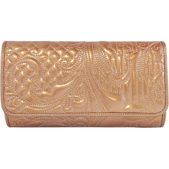 Embroidered Patent Leather Clutch