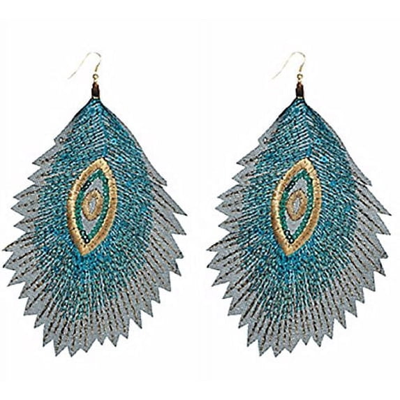Embroidered Peacock Earrings