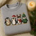 thumbnail image 1 of Embroidered Penguin Christmas Sweatshirt, Festive Penguin Crewneck, Cute Holiday Bird Sweater, Xmas Gift for Animal Lover, 1 of 4