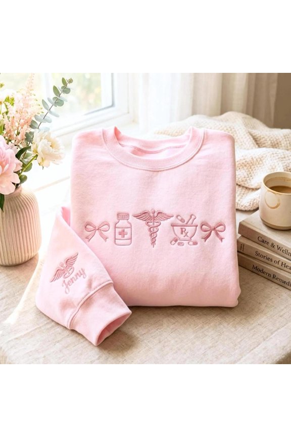 Embroidered Pharmacy Icon Sweatshirt, Pharmacist Tech Student Graduation, Sweatshirt