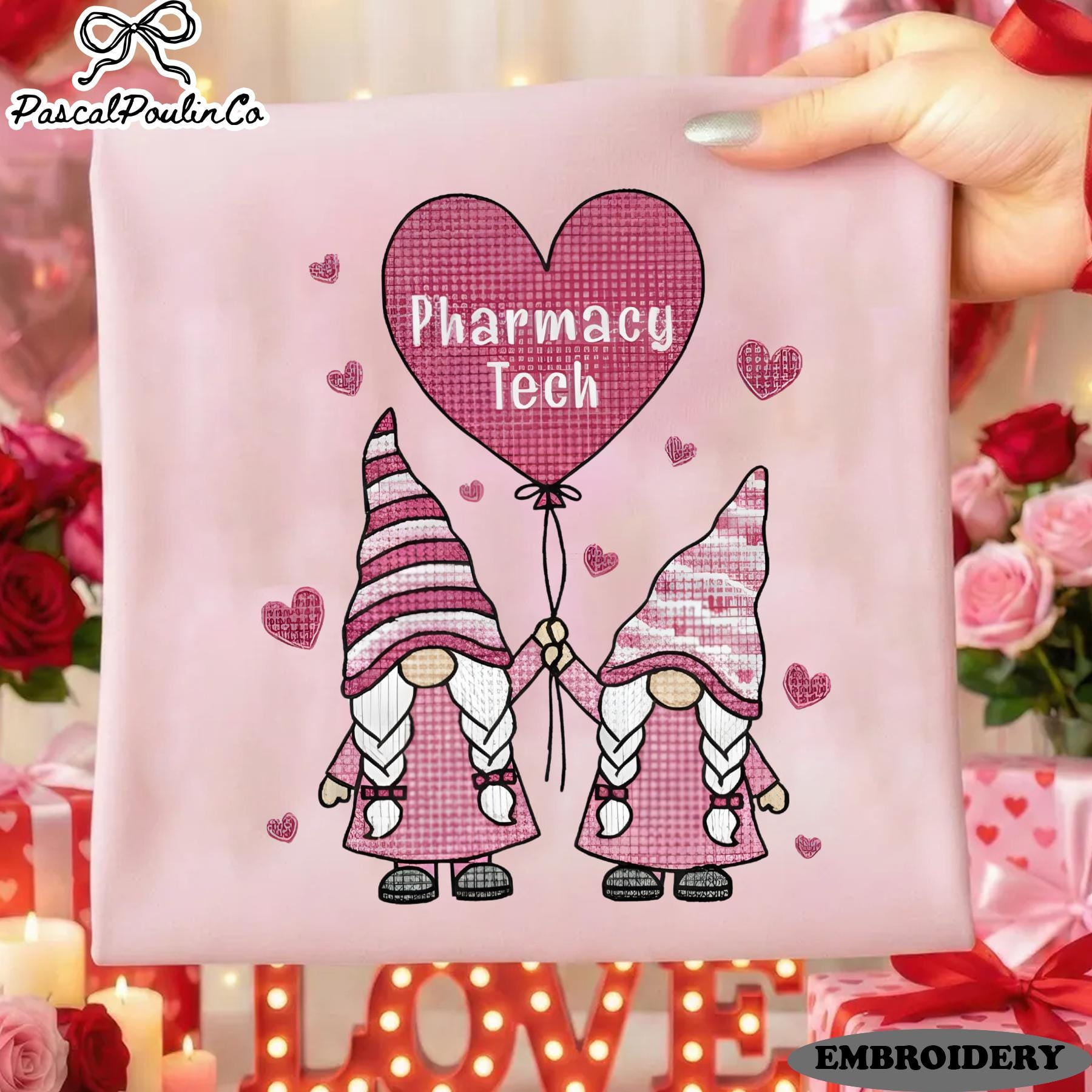 Embroidered Pharmacy Tech Shirt, Cute Valentine's Day Gift for ...