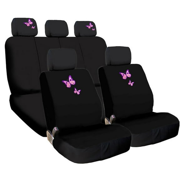 Embroidered Pink Butterfly Design Car Truck SUV Seat Covers Universal Full Set