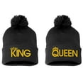 thumbnail image 1 of Embroidered Pom Pom KING and QUEEN Couple Matching 2 in one order Logo-EM-0040-Black, 1 of 1