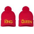 thumbnail image 1 of Embroidered Pom Pom KING and QUEEN Couple Matching 2 in one order Logo-EM-0040-Red, 1 of 1