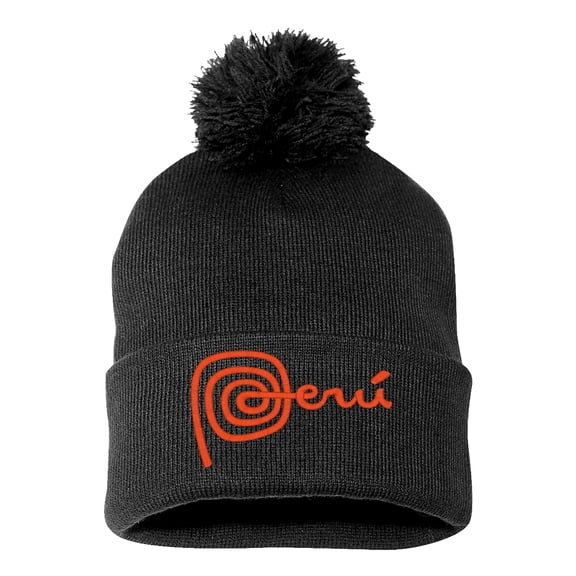 Embroidered Pom Pom PERU National Logo-EM-0037-Black