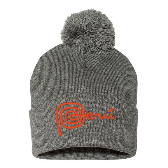 Embroidered Pom Pom PERU National Logo-EM-0037-Gray
