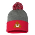 thumbnail image 1 of Embroidered Pom Pom POOP Face Text Image Logo-EM-0035-Gray-Red, 1 of 1