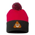 thumbnail image 1 of Embroidered Pom Pom POOP Face Text Image Logo-EM-0035-Red-Black, 1 of 1