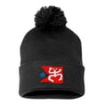 thumbnail image 1 of Embroidered Pom Pom Puerto Rican FLAG with Taino Frog Logo-EM-0034-Black, 1 of 1