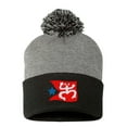 thumbnail image 1 of Embroidered Pom Pom Puerto Rican FLAG with Taino Frog Logo-EM-0034-Gray-Black, 1 of 1