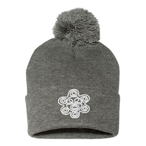 Embroidered Pom Pom Puerto Rican Taino SUN Logo-EM-0033-Gray