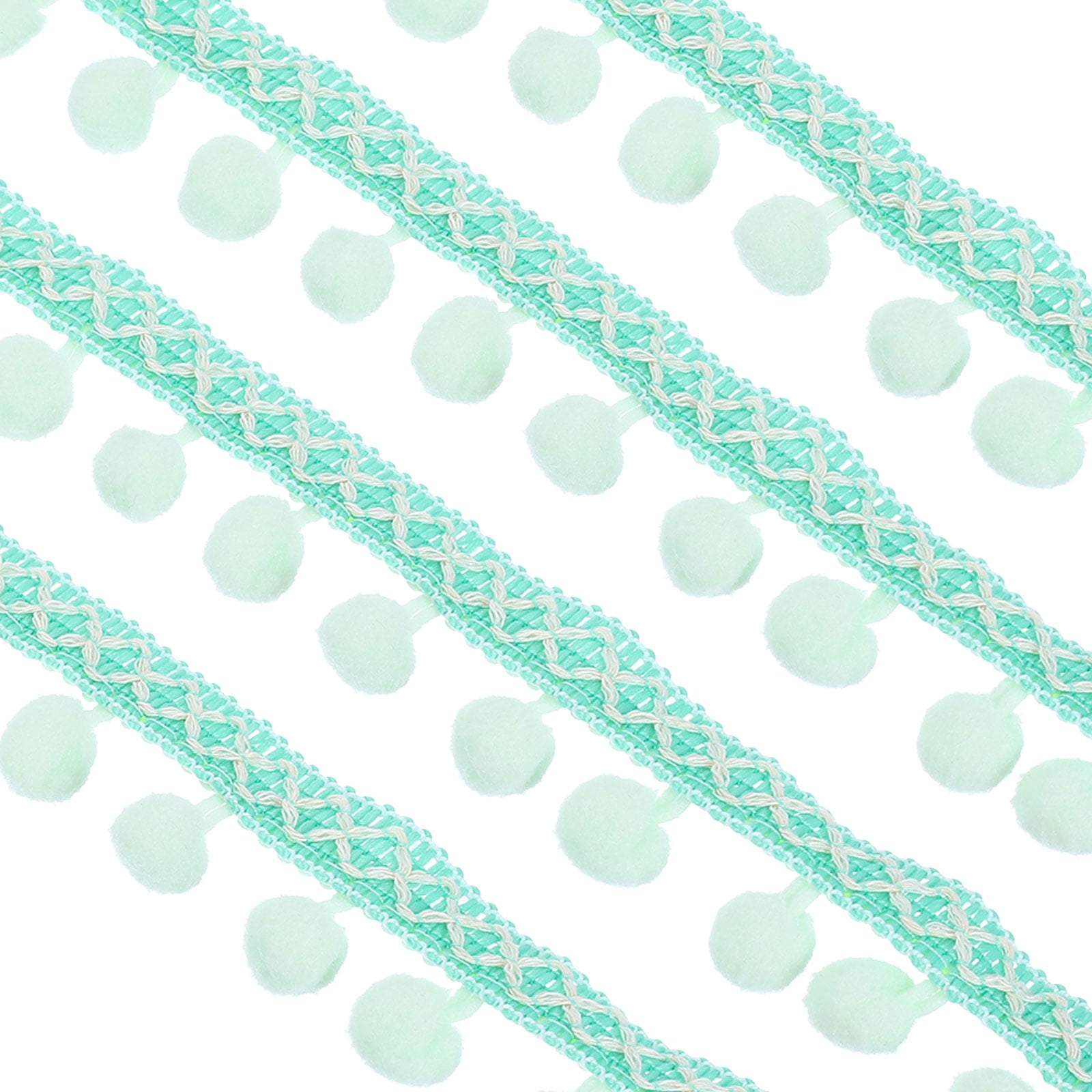 Embroidered Pompoms Trim Ribbon, 20 Yards Polyester Pom Pom Trim Fringe, Woven Embroidery Trim for DIY Sewing Crafts Clothing Decoration, Light Green