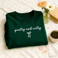 thumbnail image 1 of Embroidered Pretty and Witty Sweatshirt, Lowkey Showgirl Vibe Shirt, Honey Coquette bow Sweatshirt, Showgirl Pullover,Girl boss sassy shirt, 1 of 4