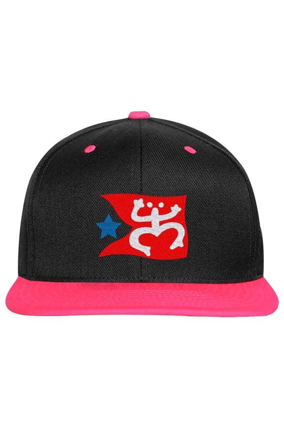Embroidered Puerto Rican FLAG with Taino Frog Logo-EM-0034-Black-Pink