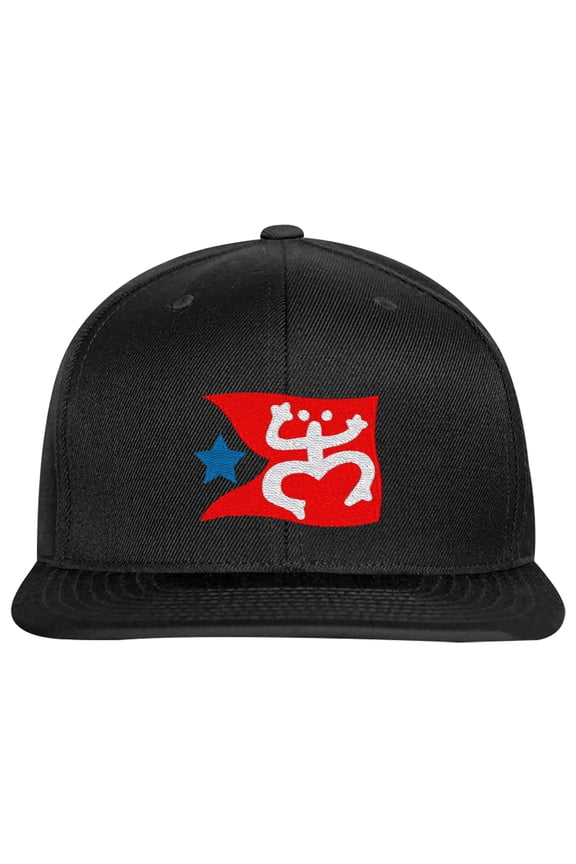 Embroidered Puerto Rican FLAG with Taino Frog Logo-EM-0034-Black