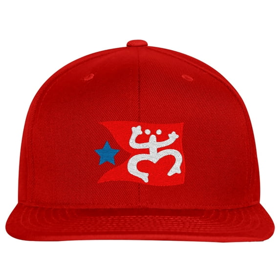 Embroidered Puerto Rican FLAG with Taino Frog Logo-EM-0034-Red