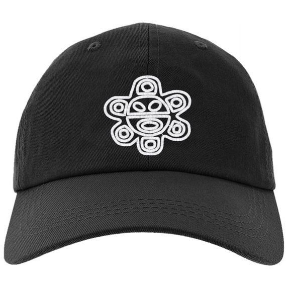 Embroidered Puerto Rican Taino SUN Logo, Adjustable Baseball Cap-EM-0033-Black