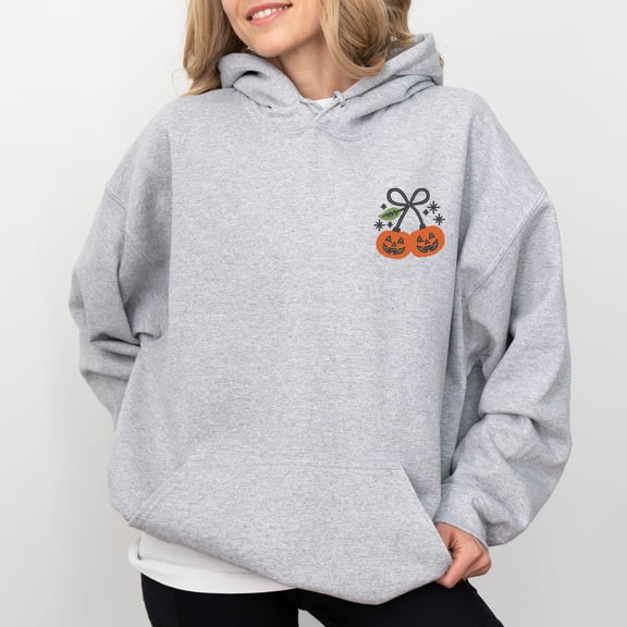 Embroidered Pumpkin Bow - Women's Hoodie