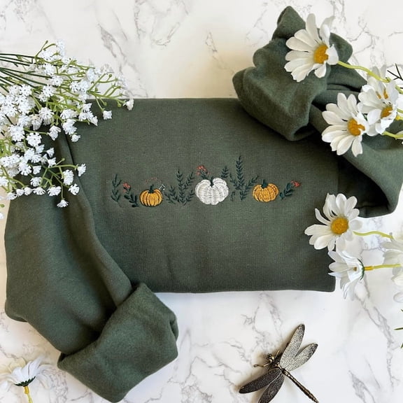 Embroidered Pumpkin Fall Sweatshirt