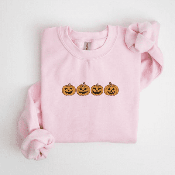 Embroidered Pumpkin Jack-O-Lantern Sweatshirt