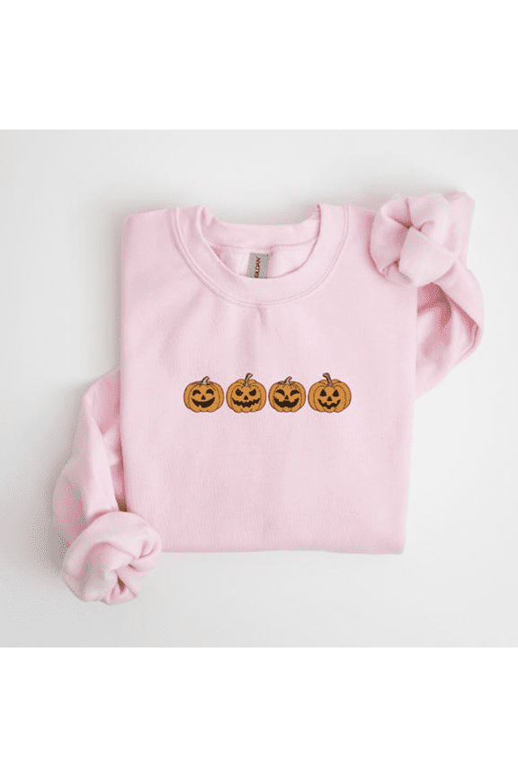 Embroidered Pumpkin Jack-O-Lantern Sweatshirt