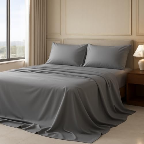 Embroidered Queen Sheet Set – Double Brushed Microfiber Bedding – Ultra Soft, Wrinkle Fade & Stain Resistant – Deep Pocket Fitted Sheet – 4-Piece White Bed Sheets