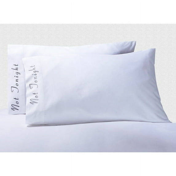 Embroidered Quotes Pillowcases Set, Long-Staple Cotton, Standard, White NOTTO