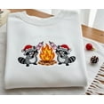thumbnail image 1 of Embroidered Raccoon Campfire Christmas Sweatshirt: Cozy Woodland Jumper, 1 of 4