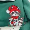 thumbnail image 1 of Embroidered Raccoon Christmas Quarter Zip Sweatshirt, Cute Winter Animal with Lights Holiday Outfit, Cozy Xmas Gift Hoodie, 1 of 4