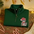 thumbnail image 1 of Embroidered Raccoon Christmas Quarter Zip Sweatshirt, Cute Winter Animal with Lights Holiday Outfit, Cozy Xmas Gift Hoodie, 1 of 3