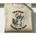 thumbnail image 1 of Embroidered Raccoon Christmas Sweatshirt: Funny Holiday Animal Sweater, 1 of 4