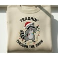 thumbnail image 1 of Embroidered Raccoon Christmas Sweatshirt: Funny Holiday Animal Sweater, 1 of 4