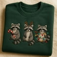 thumbnail image 1 of Embroidered Raccoon Christmas Sweatshirt, Reindeer Raccoon Crewneck, Holiday Lights Animal Shirt, Raccoon Lover Embroidered Hoodie, 1 of 4