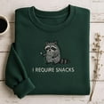 thumbnail image 1 of Embroidered Raccoon Sweatshirt: I Require Snacks - Goblincore Animal Hoodie, 1 of 4