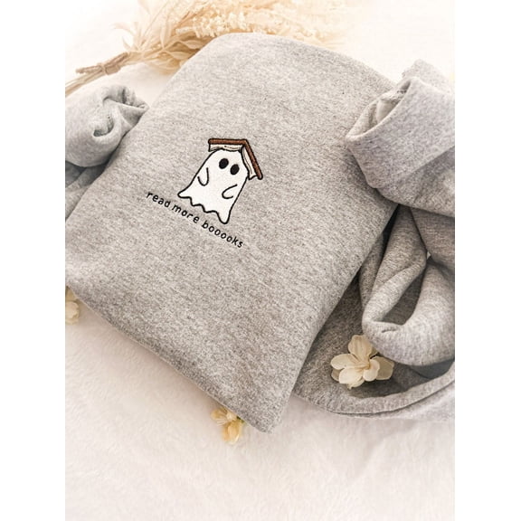 Embroidered Read More Books Halloween Sweatshirt