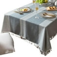 thumbnail image 1 of Embroidered Rectangle Tablecloth Checkered Rustic Wrinkle Resistant Fabric Table Cloth for Kitchen Dining Party Holiday, 1 of 5
