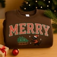 thumbnail image 1 of Embroidered Retro Merry Sweatshirt, Merry Christmas Sweatshirt, Black Cat Embroidered Sweatshirt, 1 of 5